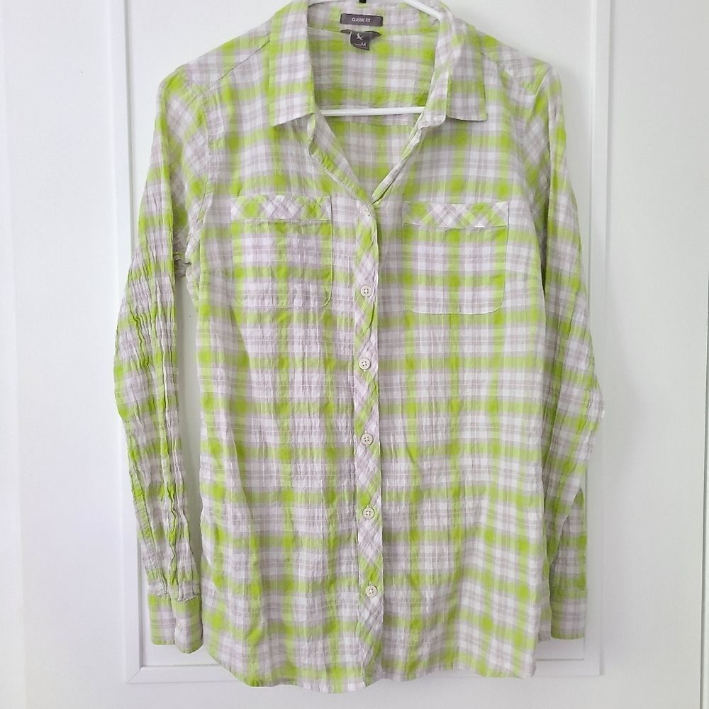 EDDIE BAUER Plaid Long Sleeve Classic Fit Top Medium